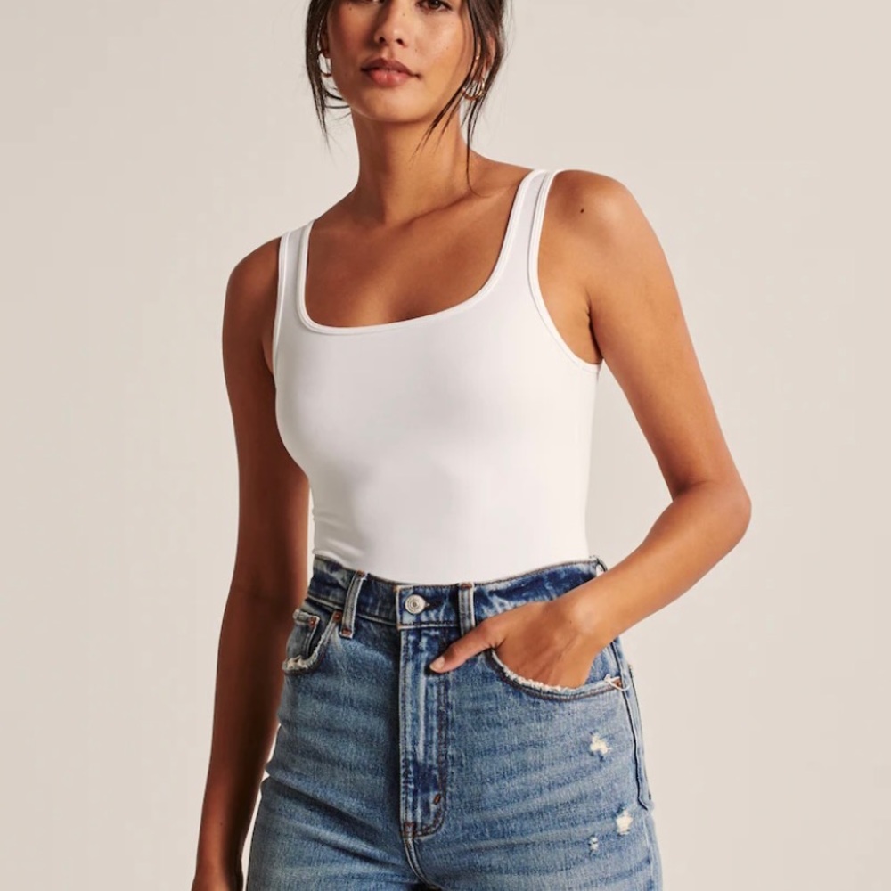 White Seamless Fabric Tank Body Suit